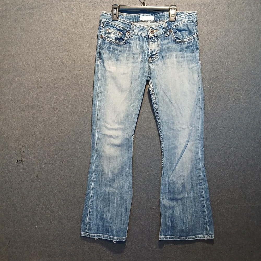 VTG Y2K Buckle BKE Dement stretch denim low rise flares 28x29 1/2 laguna beach